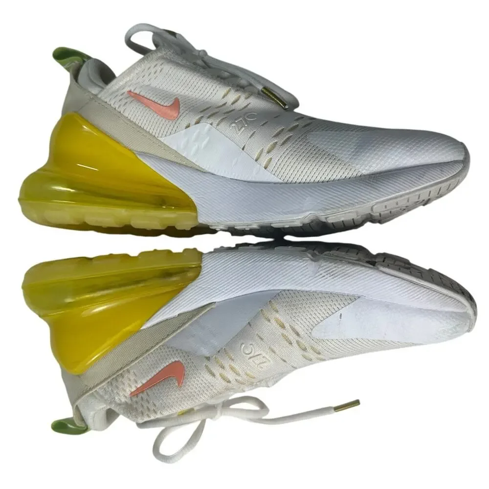 Nike Women   Air Max 270 White Yellow Coral Sneakers